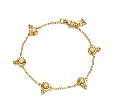 18K Five Diamond Temple Bracelet
