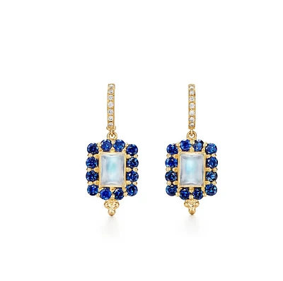 18K Blue Moonstone & Sapphire Color Theory Earrings