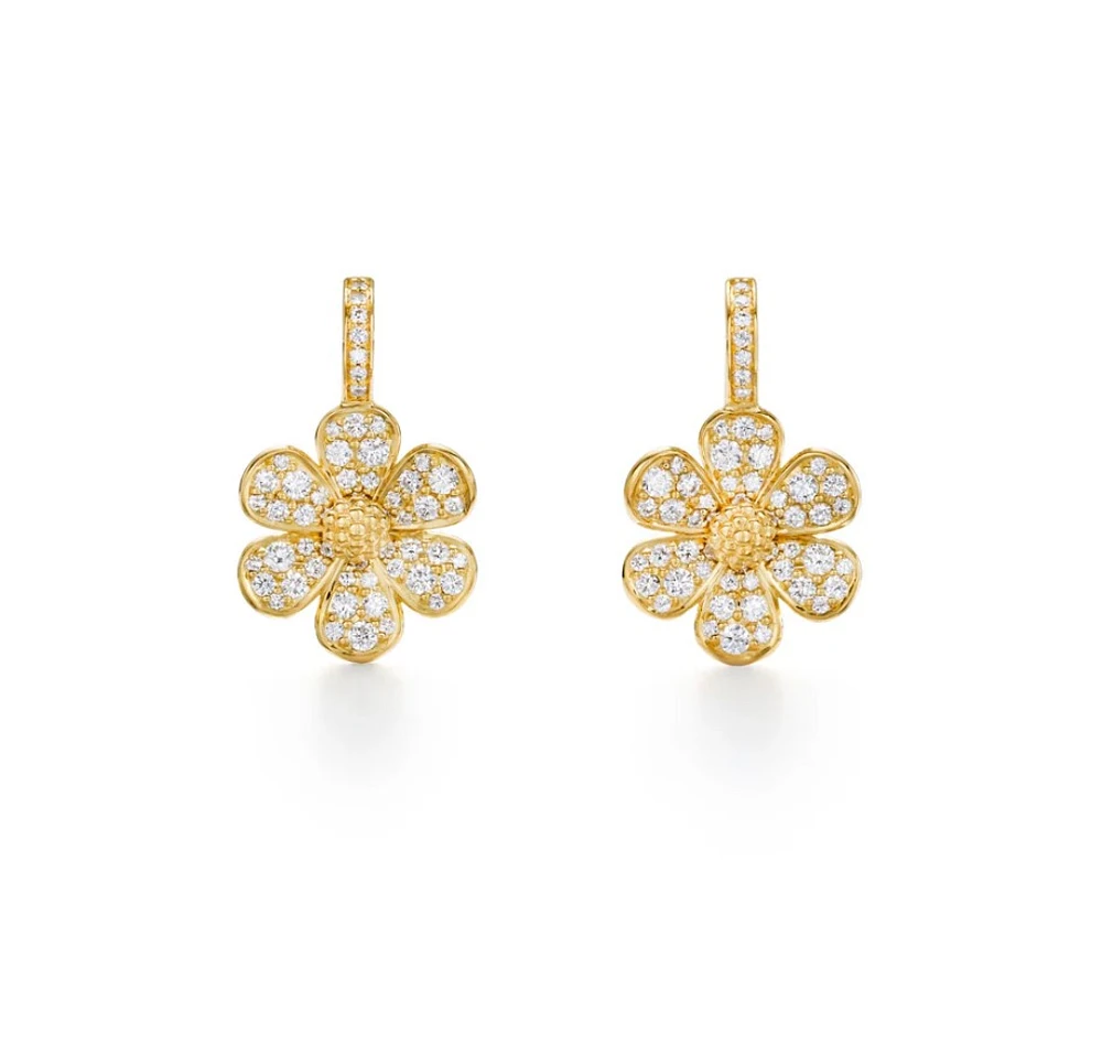 18K Snow Flower Earrings