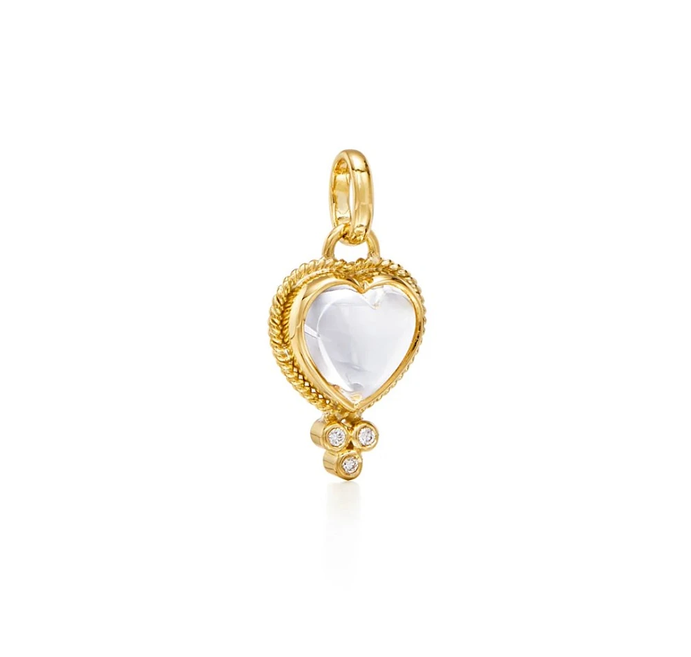 18K Small Rock Crystal Heart Pendant