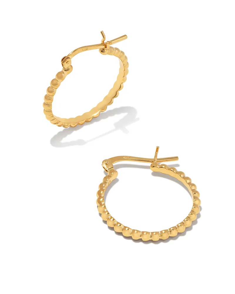 Beaded 20mm Hoop Earrings in 18k Gold Vermeil