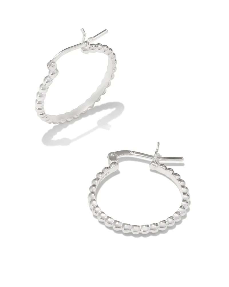 Beaded 20mm Hoop Earrings in Sterling Silver