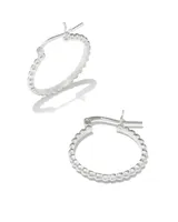 Beaded 20mm Hoop Earrings 18k Gold Vermeil