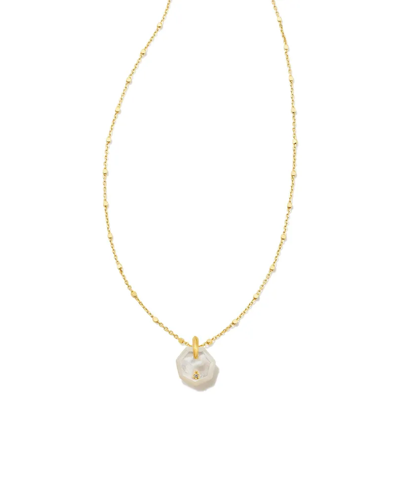 Anna Kate 18k Gold Vermeil Pendant Necklace in Ivory Mother-of-Pearl