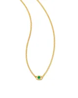 Delaney 18k Gold Vermeil Curb Chain Pendant Necklace in Green Onyx