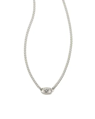 Delaney Sterling Silver Curb Chain Pendant Necklace in White Sapphire
