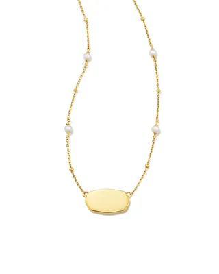 Elisa Pearl 18k Gold Vermeil Pendant Necklace in White Pearl