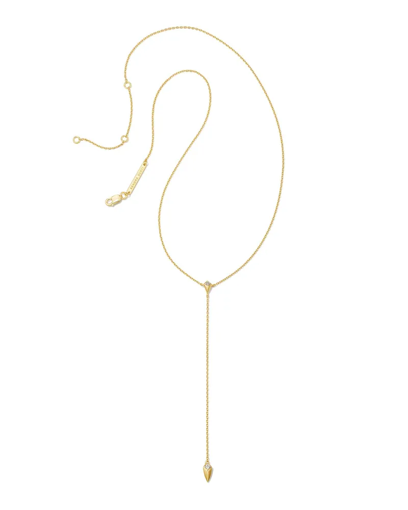 Kara 18k Gold Vermeil Y Necklace in White Sapphire
