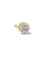 Mini Pave Circle 18k Gold Vermeil Single Stud Earring in White Topaz