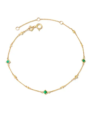 Michelle 14k Yellow Gold Delicate Chain Bracelet in Emerald