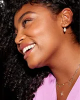 Vivianne 14k Yellow Gold Drop Earrings in White Diamond