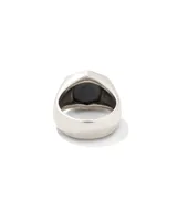 Hicks Oxidized Sterling Silver Stone Signet Ring Black Hematite