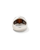 Hicks Oxidized Sterling Silver Stone Signet Ring Brown Tiger’s Eye