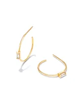 Isabella 14k Gold Hoop Earrings in White Diamond
