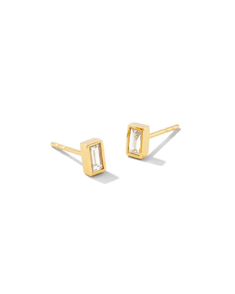 Isabella 14k Gold Stud Earrings in White Diamond