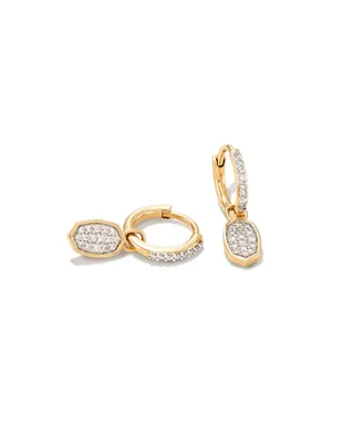 Marisa 14k Yellow Gold Huggie Earrings in White Diamond