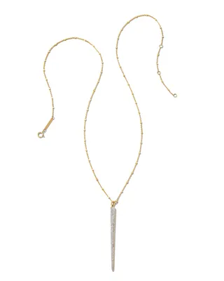 Spike 14k Yellow Gold Statement Necklace in White Diamond