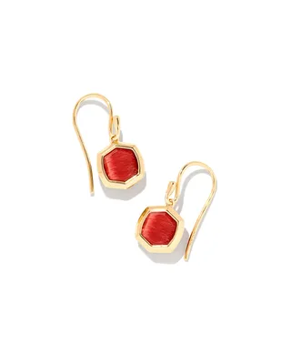 Davis 18k Gold Vermeil Small Drop Earrings in Red Tiger’s Eye