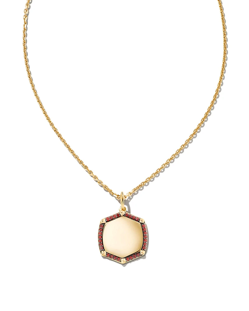 Davis 18k Gold Vermeil Luxe Charm Necklace in Red Garnet