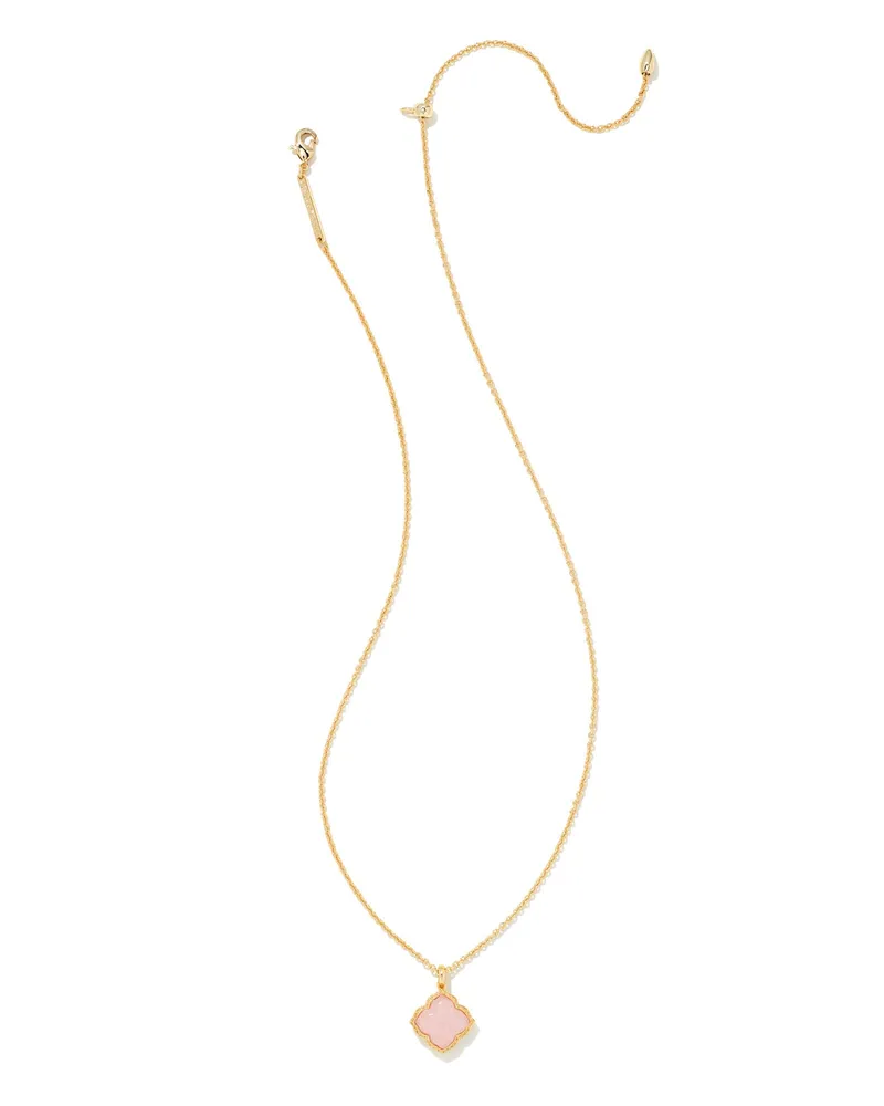 Mallory Gold Pendant Necklace in Rose Quartz