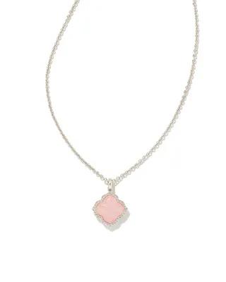 Mallory Silver Pendant Necklace in Rose Quartz