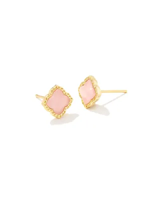 Mallory Gold Stud Earrings in Rose Quartz
