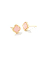 Mallory Gold Stud Earrings in Rose Quartz