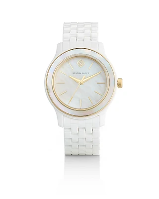 Alex Two Tone Stainless Steel 35mm Watch in White Ceramic