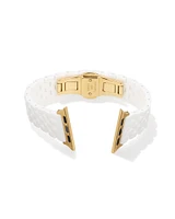 Alex Gold Tone Stainless Steel 5 Link Watch Band in White Ceramic