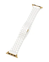 Alex Gold Tone Stainless Steel 5 Link Watch Band in White Ceramic