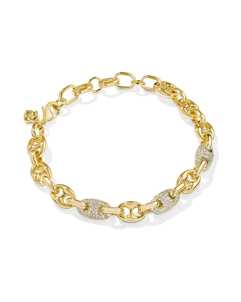 Bailey Gold Pave Chain Bracelet White Crystal