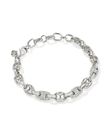 Bailey Silver Pave Chain Bracelet in White Crystal