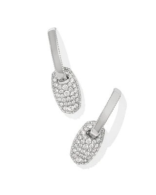 Bailey Silver Pave Huggie Earrings in White CZ