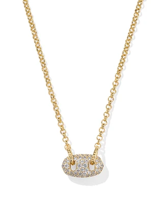 Bailey Gold Pave Short Pendant Necklace in White CZ