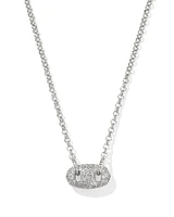 Bailey Silver Pave Short Pendant Necklace in White Crystal