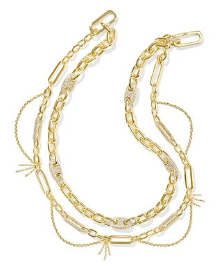 Bailey Gold Pave Convertible Statement Necklace in White CZ