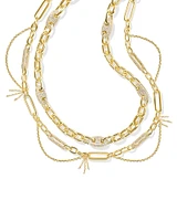 Bailey Gold Pave Convertible Statement Necklace in White Crystal