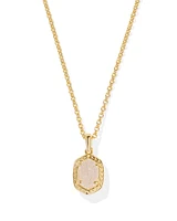 Daphne Gold Framed Short Pendant Necklace Iridescent Drusy