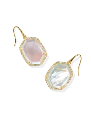 Daphne Gold Pave Frame Drop Earrings Berry Mica