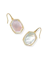 Daphne Gold Pave Frame Drop Earrings Berry Mica