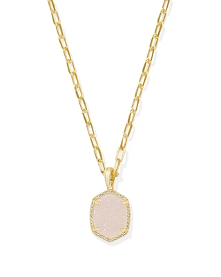 Daphne Gold Pave Frame Short Pendant Necklace Berry Mica