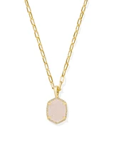 Daphne Silver Pave Frame Short Pendant Necklace Navy Tiger's Eye