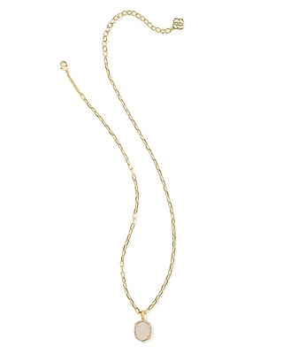 Daphne Gold Pave Frame Short Pendant Necklace Green Malachite