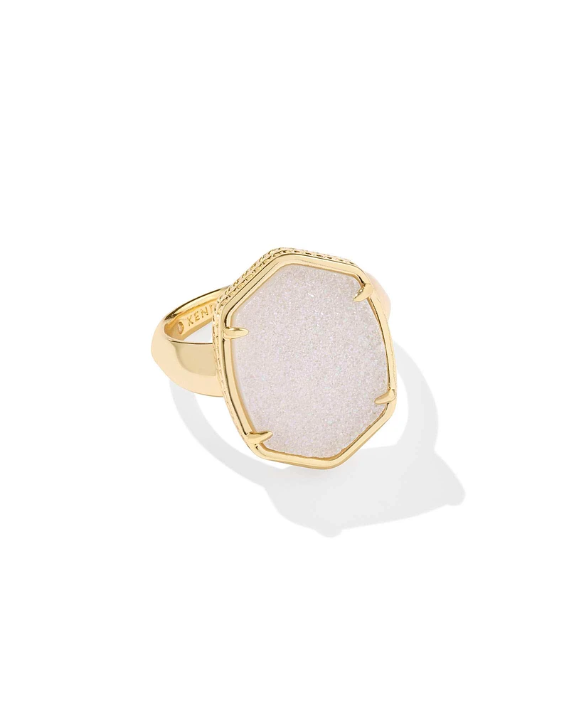 Daphne Silver Statement Ring Platinum Drusy