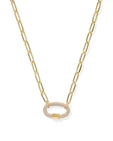 Emery Gold Link and Chain Necklace White CZ