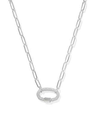 Emery Gold Link and Chain Necklace White Crystal