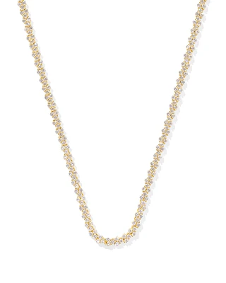 Emery Gold Tennis Necklace White Crystal