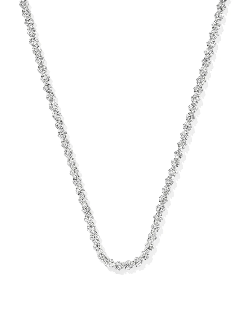 Emery Silver Tennis Necklace in White CZ