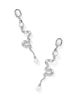 Lyle Silver Snake Linear Earrings Ivory Mother-of-Pearl