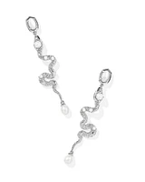 Lyle Silver Snake Linear Earrings Ivory Mother-of-Pearl